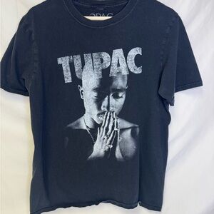 Black Tupac Graphic Tee - Short Sleeve Crew Neck